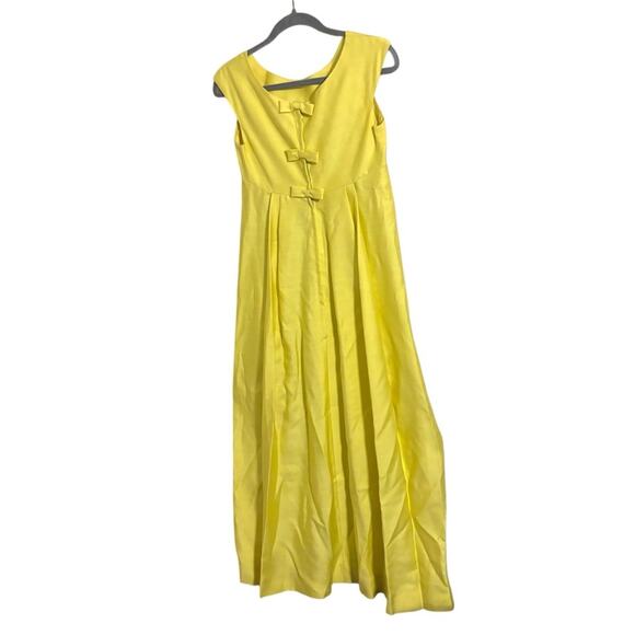 Vintage Yellow Sleeveless Maxi Bow Dress - Picture 6 of 8
